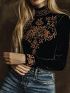 elegant-turtle-neck-embroidery-velvet-long-sleeves-top