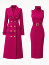 double-breasted-maxi-coat-and-belted-knit-midi-dress-set