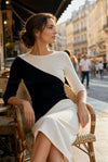 asymmetric-color-block-3-4-sleeve-knit-top
