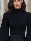mock-neckline-ribbed-knit-puff-sleeve-top