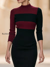 color-block-mock-neck-ribbed-knit-midi-dress