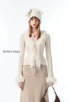 db-lace-up-v-neck-plush-cardigan