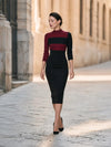 color-block-mock-neck-ribbed-knit-midi-dress