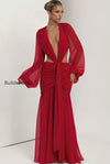 chiffon-sheer-long-sleeve-cutout-maxi-dress