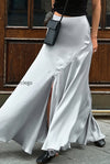 gray-satin-slit-maxi-skirt